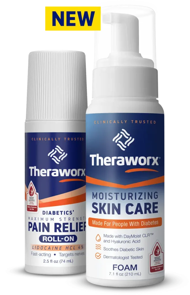 New Theraworx Products Featuring Moisturizing Skin Care and Diabetic's Pain Relief Roll-On with Lidocaine HCL